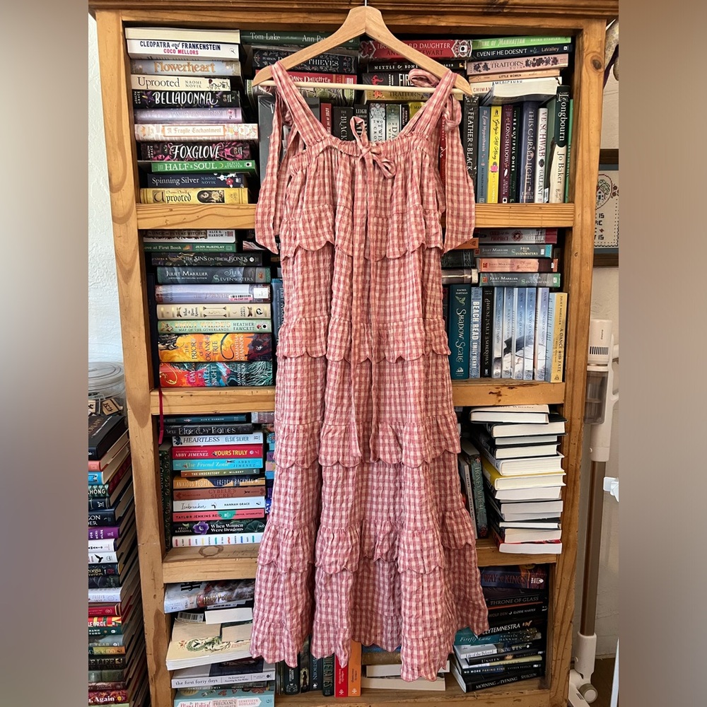 Buddy Love Pink Gingham Scalloped Midi Dress